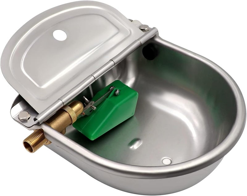NOMAL Automatic Waterer Bowl with Brass Float Valve and Drain Plug Stainless Steel Livestock Water Trough Bowl for Dog Cattle Pig Goat Sheep - Image 1